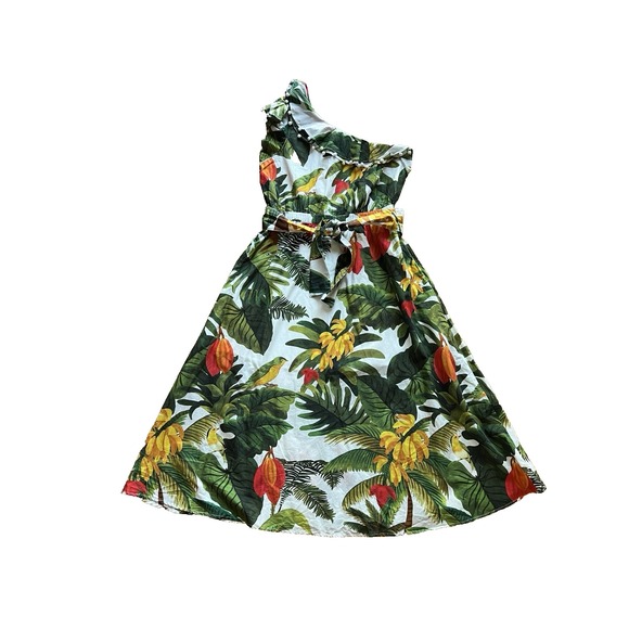 FARM Rio Dresses & Skirts - Farm Rio Mixed Flowery Madi Colorful Ruffle‎ One Shoulder Slip Dress Size Med